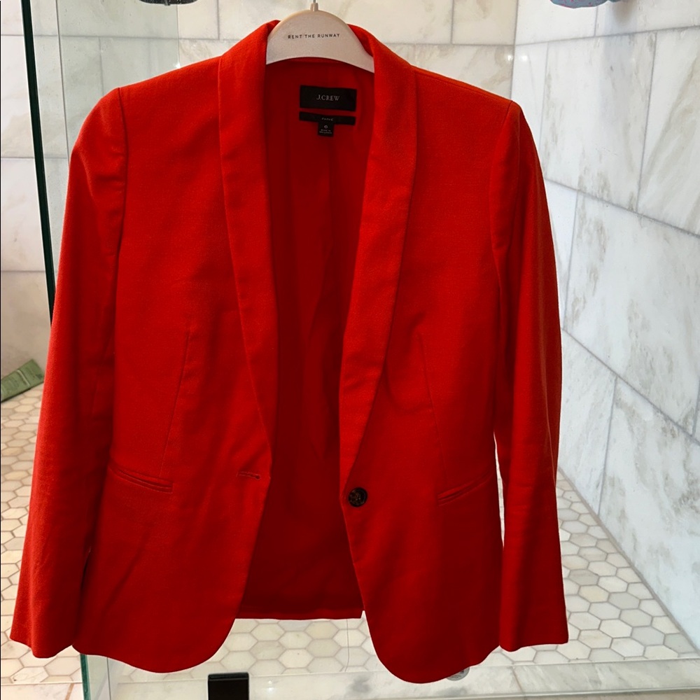 J. CREW Parke Blazer Linen Blend Brilliant Sunset Red Orange H9710 Women's 6